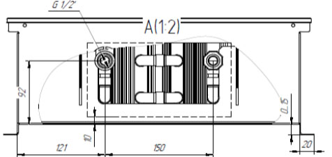 габариты конвектора внутрипольного НТ-В-4-15-42